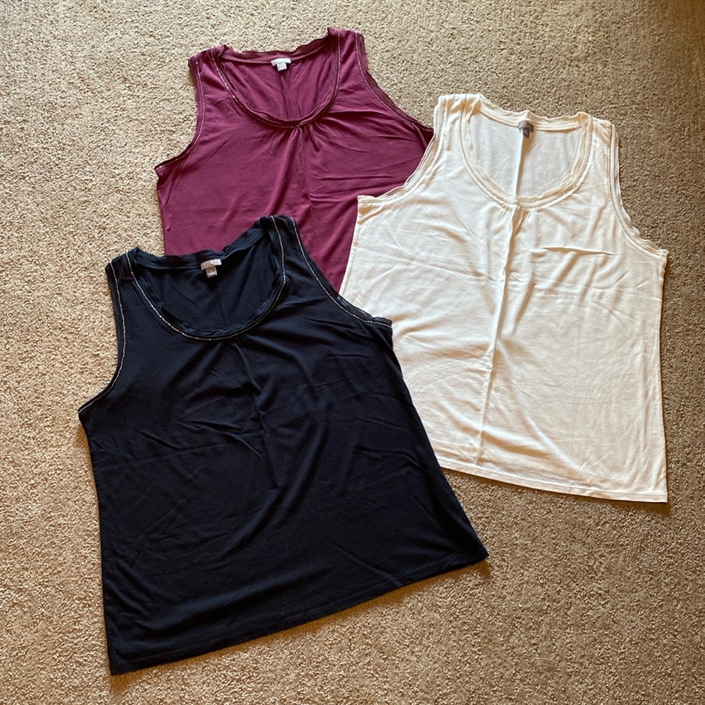 Set of 3 j Jill Tanks with beading around the neck and arms.  Size XL